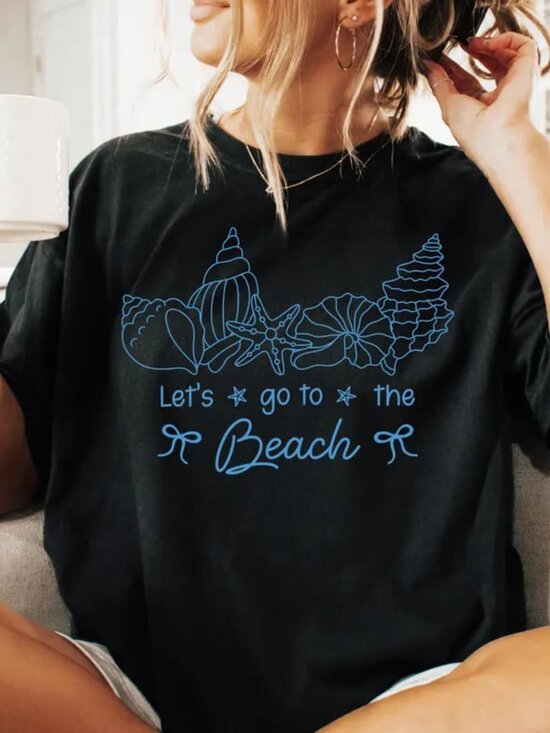 Tops - Graphic Sea Shell Shirt, Cute Beach Tee, Beach Lover Gift